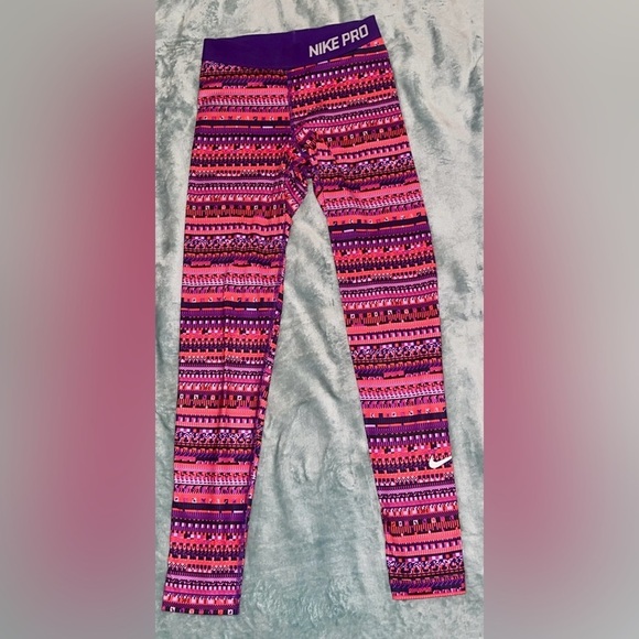 Nike Pro Multicolor Geometric Dri-FIT Leggings Women’s Small - Picture 8 of 11